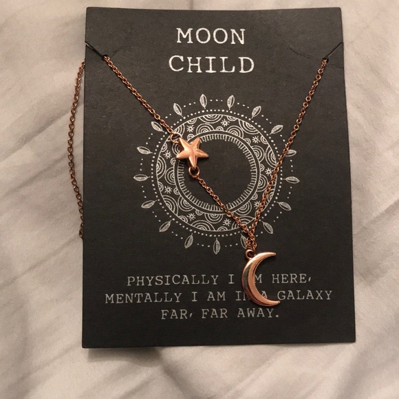 Hot Topic Jewelry - Rose gold star and moon necklace